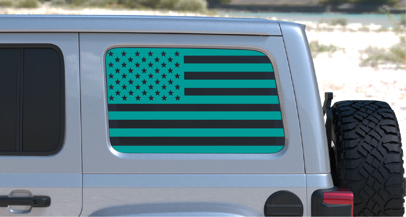 USA American Flag Rear Window Decal- Fits Jeep Wrangler JL