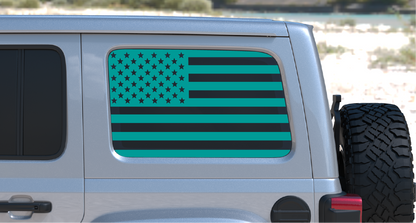 USA American Flag Rear Window Decal- Fits Jeep Wrangler JL