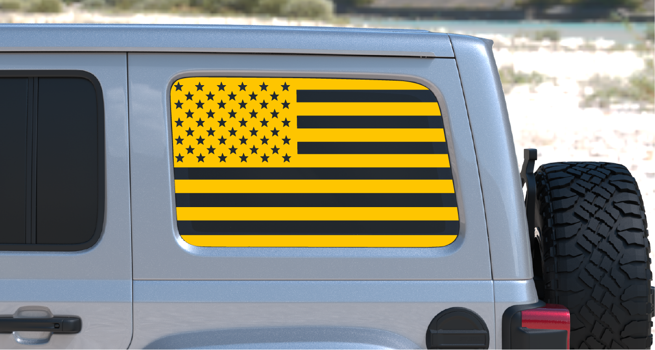 USA American Flag Rear Window Decal- Fits Jeep Wrangler JL