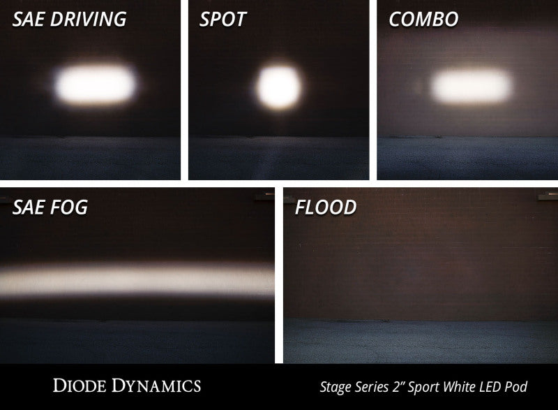 Diode Dynamics Stage Series 2-Inch LED Pod Sport White Combo Standard ABL Pair DD6388P