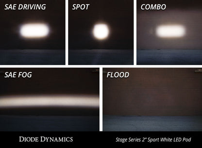 Diode Dynamics Stage Series 2-Inch LED Pod Sport White Combo Standard ABL Pair DD6388P