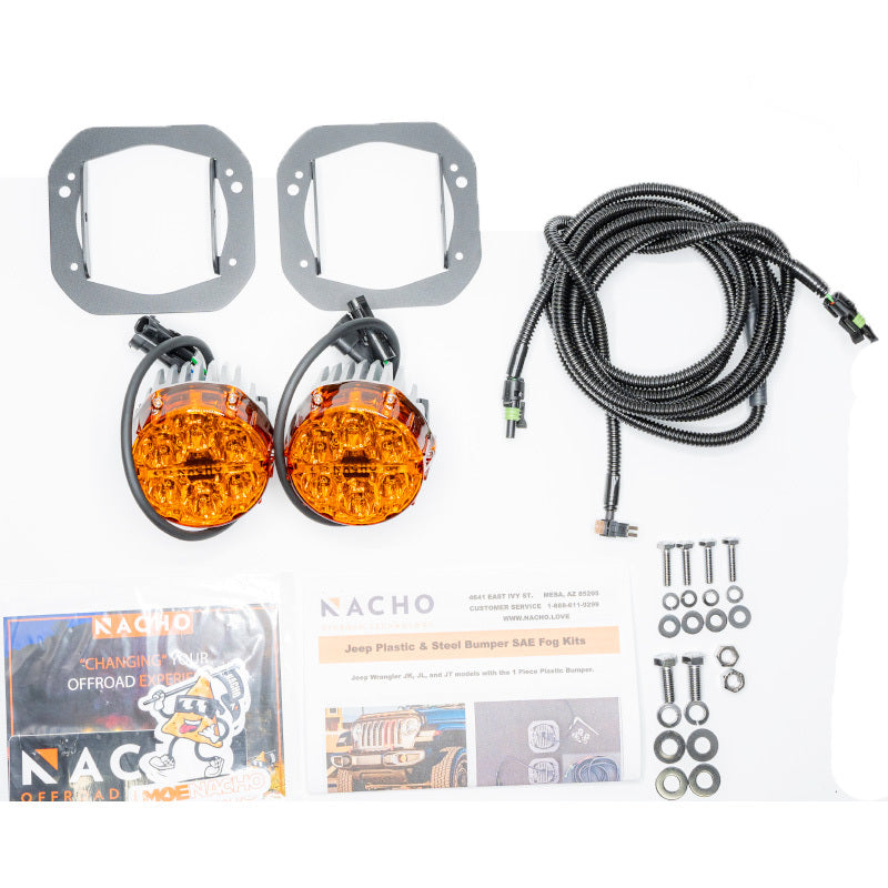 Nacho Offroad Technology V3JW1KASO Jeep JL/JT Plug-and-Play Amber Fog Light Kit