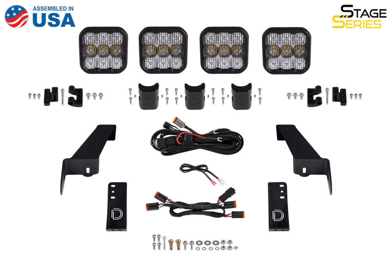 Diode Dynamics DD7268 Jeep JL Wrangler SS5 4-Pod CrossLink Grille Lightbar Kit Pro, White Combo
