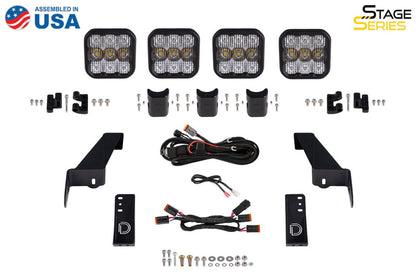 Diode Dynamics DD7268 Jeep JL Wrangler SS5 4-Pod CrossLink Grille Lightbar Kit Pro, White Combo