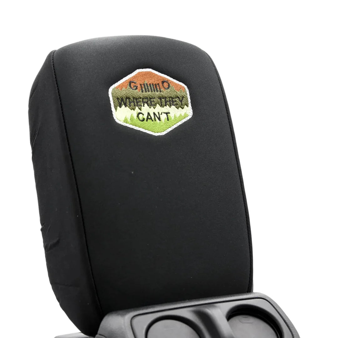 Distinction Applied Embroidered Armrest Center Console Cover "Go Where They Can't"