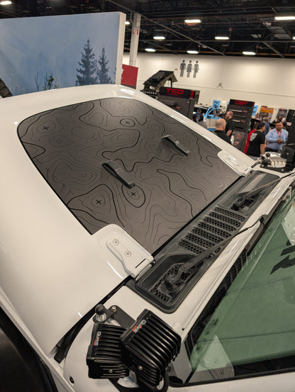 Topographic Full Color Line Blackout Hood Decal- Fits Jeep Wrangler & Gladiator JL Hood Decal Printed Single Layer Decal